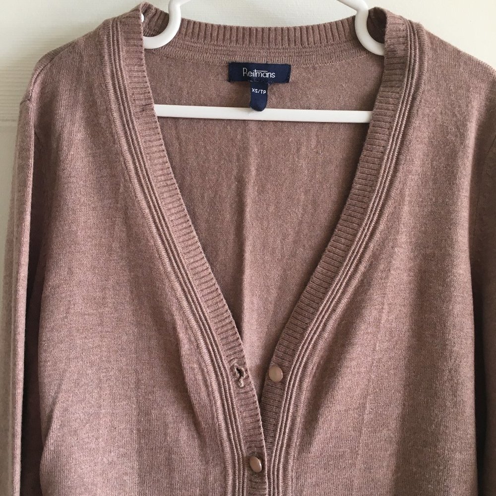 Reitmans Tan Fall Button-up Ribbed Cardigan - Picture 3 of 7